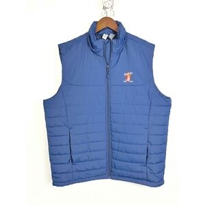 Clique Elevation Mens Blue Puffer Vest Falcons Fire Golf Club Logo Large